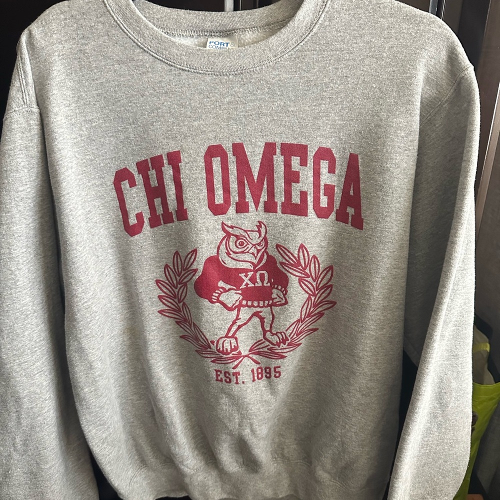 Port and Company Gray Chi Omega Sweatshirt